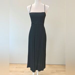 CBrand Open Back Thrashed Smocked Maxi Dress Small Textured Dotted Vamp